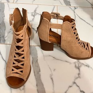 Faux suede heels